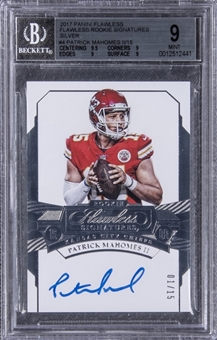 2017 Panini Flawless "Flawless Rookie Signatures" Silver #4 Patrick Mahomes Signed Rookie Card (#01/15) – BGS MINT 9/BGS 10